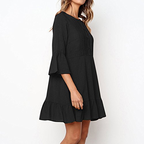 KIKOY Women's 3/4 Sleeve Vintage Boho A-Line Dress Casual Loose T-Shirt Dress