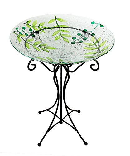 Download NorthLight 22 in. Hand Painted Glass Green Leaf And Berry Spring Outdoor Garden Bird Bath Download NorthLight 22 in. Hand Painted Glass Green Leaf And Berry Spring Outdoor Garden Bird Bath