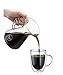 Osaka Pour Over Coffee Brewer - Borosilicate Glass Carafe with Handle and Cork Lid, Includes Reusable Double Layer Stainless Steel Cone Filter - 6 Cup (30 Ounces)