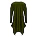 WearLove Women Asymmetrical Loose Long Sleeve Pockets Tunic Shirt Dress Army Green 2XL