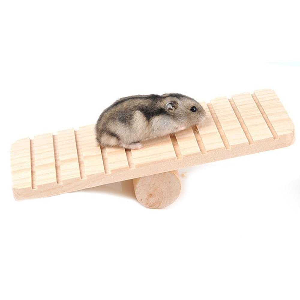 ANCLLO Hamster Hanging Ladder Wooden Seesaw Climbing Toy Cage Excise Gift for Small Animals Mouse Rat Chinchilla Gerbil Hedgehog