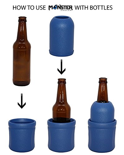 Monster Cooler Beverage Coozie - Can and Bottle Holder Traps Frigid Air, Keeps Drinks Cold for Hours - Soft, Lightweight and Virtually Indestructible - Convenient, Easy to Clean - Premium Quality