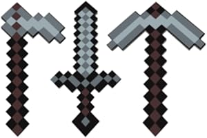 ZEKLZD 3PCS Sword Toy,Foam Pickaxe and Sword Hoe for Game Toys Role-Play Accessory,Halloween, for Video Game Fans Grey