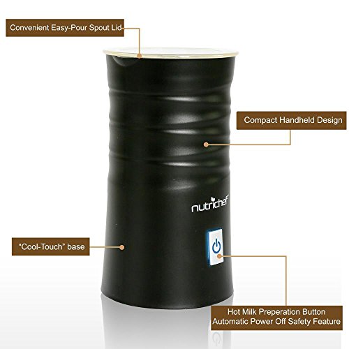 NutriChef Electric Milk Frother Warmer Compact Stainless Steel