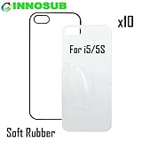 10 x Apple iPhone 5/5S-Rubber-black - blank dye case + inserts for dye Sublimation phone cover / blank Printable case, Made by INNOSUB™ USA