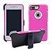 iPhone 7 Plus / 8 Plus Cover | 2-in-1 Screen Protector & Holster Case | Full Body, Military Grade Edge-to-Edge Protection with carrying belt clip, Pink / White