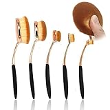 Norble Oval Makeup Brush Set Professional Foundation Contour Concealer Blending Cosmetic Brushes (Rose Gold Black)