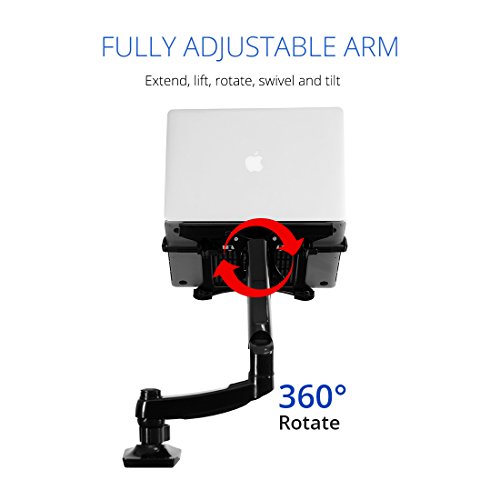 2 in 1 FLEXIMOUNTS L01 Laptop Desk Mount for 11-17.3 inch laptop with Notebook tray or 10-27 inch computer monitor with Swivel Gas Spring arm,With Clamp or Grommet Desktop Support - Thumbnail 6