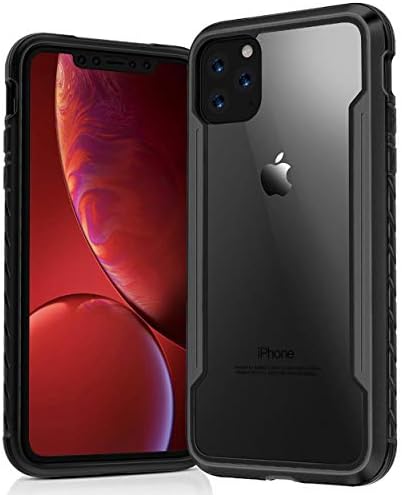 CHEETOP iPhone 11 Pro Defense Shield Metal Tough Bumper Case, Military Grade Drop Tested Premium Anodized Aluminum + Soft TPU + Clear Hard PC Back Plate Cover for iPhone 11 Pro 5.8 Inch 2019 (Black)