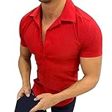 Eoeth Men Solid Button Down Collar Shirts Casual