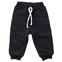 Happy childhood Baby Boys Girls Cotton Elastic Waist Pants Winter Solid Thicken Trousers Casual Sweatpants Bottoms Black 80