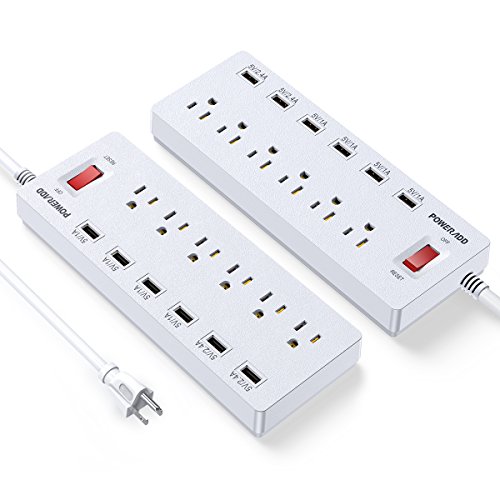 [2 pack] poweradd 6-outlet 6 usb ports power strip exte…