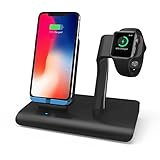 Charger Stand For Apple Watch Wireless Charging Dock For iPhone X Station Holder, Support iPhone XS Max/XS/XR/X/8/8 Plus & Samsung Galaxy S9/S9 Plus/Note 8, Support Apple Watch Series 4/3/2/1 & Nike