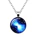 EVELICAL 6 Pcs Womens Mens Galaxy Universe Astronomy World Pendant Chain Necklace for Women Fashion Jewelry