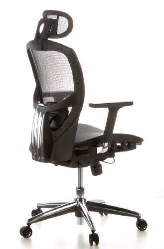 hjh-OFFICE-657000-Sedia-da-ufficio-Sedia-girevole-VENUS-ONE-mesh-nero-sostegno-lombare-flessibile-braccioli-regolabili-profondit-regolabile-base-in-alluminio-lucidato-schienale-regolabile-in-altezza