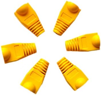 20Pcs Yellow RJ45 Cat6 Cat5E Plugs Ethernet Network Cable Strain Relief Boots