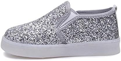 USANDY Girls' Light Up Sequins Shoes Slip-on Flashing LED Casual Loafers Flat Sneakers (Toddler/Little Kid)