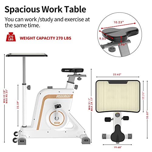 pooboo Desk Bike Adjustable Resistance Workstation Bike Desk Standing Desk Cycle For