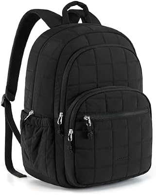 Laptop Rucksack für Frauen, Reiserucksack Schulrucksack Teenager Gesteppter Tagesrucksack, Wasserfeste Büchertasche für 15,6-Zoll-Laptop, College Reise Beige