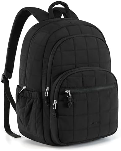 Laptop Rucksack für Frauen, Reiserucksack Schulrucksack Teenager Gesteppter Tagesrucksack, Wasserfeste Büchertasche für 15,6-Zoll-Laptop, College Reise Beige