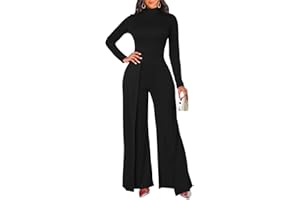 LaiyiVic Jumpsuits for Women Formal Elegant One Piece Wide Leg Pants Business Casual Rompers with Pockets