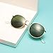 LianSan Classic Retro Metal Frame Round Circle Mirrored Sunglasses for Men and Women Glasses 3447 Green Glass Lens