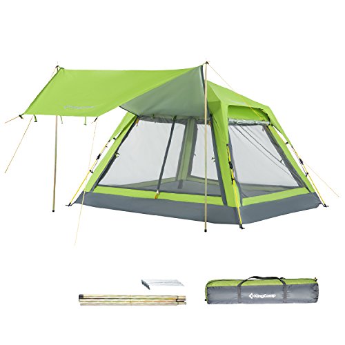 KingCamp Quick Up 3-4 Person Screen House Leisure Tent, Attached with Canopy for Beach Camping (Green)