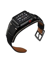 LoveBlue   Correa de repuesto para Apple Watch de 1.654 in y 1.496 in, correa de cuero genuino iwatch serie 3 2 1 para hombre y mujer