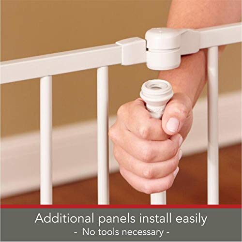 North States 15" Extension for Soft White Deluxe Décor Baby Gate: Expands your gate up to 87" for extra wide spaces (Adds 15" width, Soft White) - Thumbnail 4