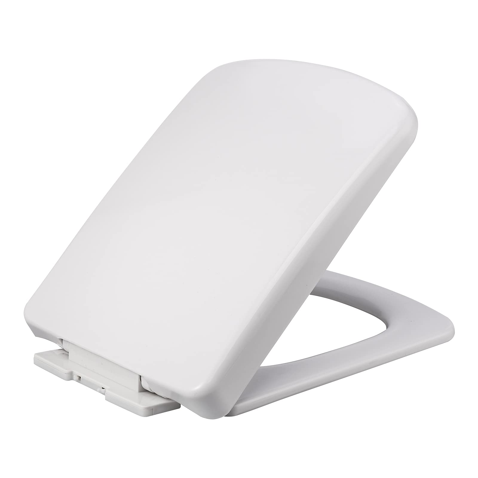NeeyBing Square Toilet Seat,White Soft Close Quick Release Toilet Lid Cover, White Toilet Seats with Adjustable Stainless Hinges