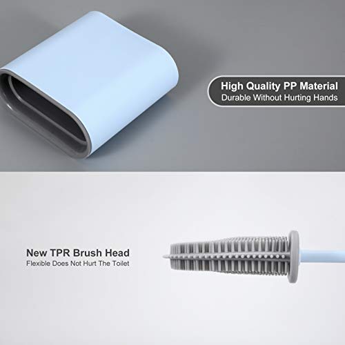 WERFORU Toilettenbürste, praktischer TPR-Bürstenkopf WC Bürste, Keine Tote Ecke Klobürste, Toilettenreinigungsbürste mit Sockel, kein Halter, 1 Stück, blau