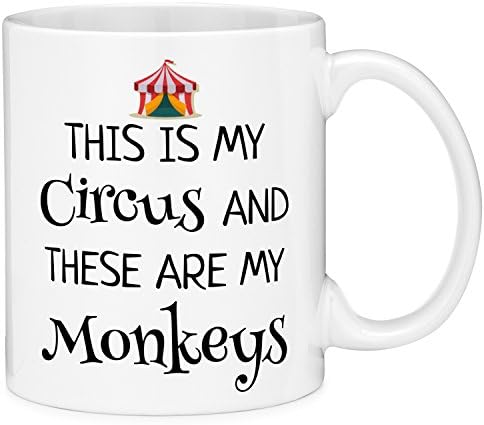 Mugvana 11oz Coffee Mug This Is My Circus And These Are My Monkeys Mom &amp; Kids Funny Novelty Ceramic Coffee Mug Tea Cup with Gift Box