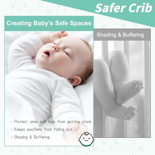 Coclux Baby Cot Bumper,Baby Boys Girls Nursery Breathable Crib Bed Liner Bumper Set,Airflow Safe 3D Mesh Crib Liner. (White)