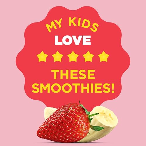 MOTT’S FRUIT SMOOTHIES STRAWBERRY BANANA, 4.2 OZ CLEAR POUCHES, 8 PACK, NON-DAIRY, MADE WITH OATMILK, MADE WITH REAL FRUIT, GOOD SOURCE OF CALCIUM, ON-THE-GO