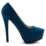 Ollio Women's Shoe Platform Faux Suede Point Toe Classic High Heel Multi Color Pump (10, Turquoise)