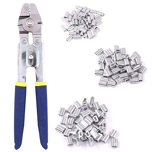 GYW-YW Crimpwerkzeug Die neueste Angelzange Edelstahl-Drahtseil Presswerkzeug und Crimpring Kragen 150PCS Kit Crimper… – Bild 3