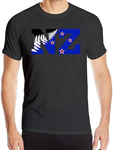 Men's New Zealand Flag NZ Fern Leaf Sports Sleeves T-shirt Black Small