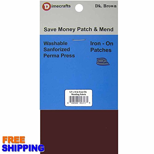 RPDIYMEIron-On 1 Patch Dark Brown Mending Fabric 6.5 x 14 Inch, Compare to Bondex