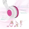 Bluetooth-Headphones-Riwbox-CT-7-Cat-Ear-LED-Light-Up-Wireless-Foldable-Headphones-Over-Ear-with-Microphone-and-Volume-Control-for-iPhoneiPadSmartphonesLaptopPCTV-WhitePink Riwbox Bluetooth Headphones, CT-7 Cat Ear LED Light Up Wireless Foldable Headphones Over Ear with Microphone and Volume…