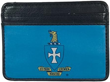 Sigma Chi Slim Wallet for Men Top Grade Leather Full Color Fraternity Crest with Four Slots for Credit Cards Wallet Has a Clear Slot for ID Spot for Cash