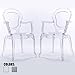 2xhome Set of Two (2) - CLEAR - Belle Style Ghost Armchairs - Poly-carbonate Plastic Modern Mid Century Art Deco Designer Dining Arm Chairs
