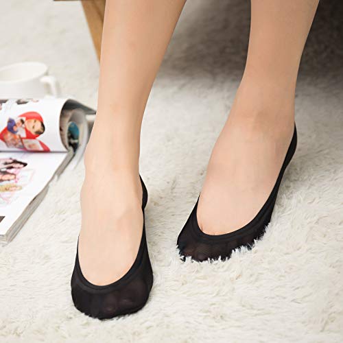 WinChange No Show Socks Women - Womens Low Cut Non Slip Casual Cotton Invisble 4 Pack (Shoe-Size 8.5-11, 2Black2Nude)