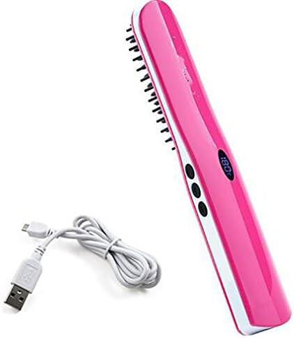 Hair Straightener Portable Mini USB Brush Cordless and Rechargeable Electric Comb with with LCD Display