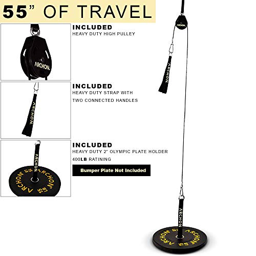 ARCHON Fitness Single Pulley Cable Station 55" | Cable Machine | Pulley System | LAT Pull | Triceps Rope | Biceps Curl | Home Gym Equipment | Workout Accessories | Cable Machine Attachments