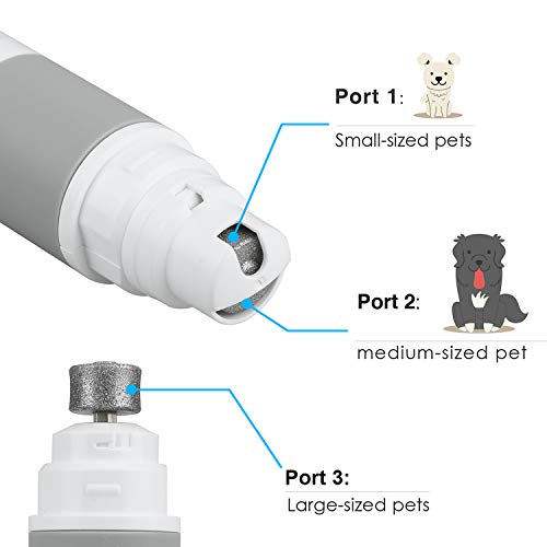 Rusee Quiet Dog Nail Grinder,Electric Noise Free Pet Nail Grinder,Grooming Nail Clippers Trimmer for Large Small Medium Dogs with 2 Diamond Grinding Wheel