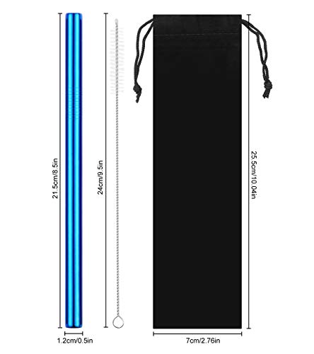 INHDBOX Strohhalm Edelstahl, Bubble Tea Strohhalme,5 Stück Extra breite Metall Strohhalm wiederverwendbare, 21.5cm… – Bild 6