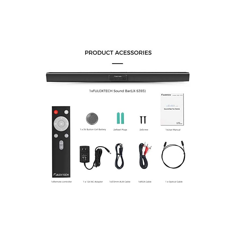 TV Sound Bar, FULOXTECH Soundbar for TV, 36.5-Inch 2.0 Channel Wireless