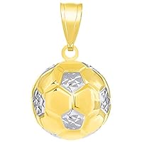 JewelryAmerica 14K Yellow Gold Soccer 3D Ball Charm Futbol Sports Pendant High Polish