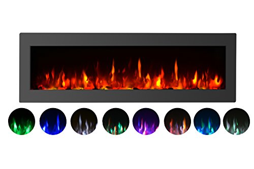 GMHome 40"Electric Fireplace Wall Mounted Heater Freestanding Fireplace Crystal Stone Flame Eff