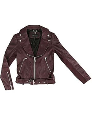 BCBG Max Azria Miley Burgundy Leather Belted Jacket